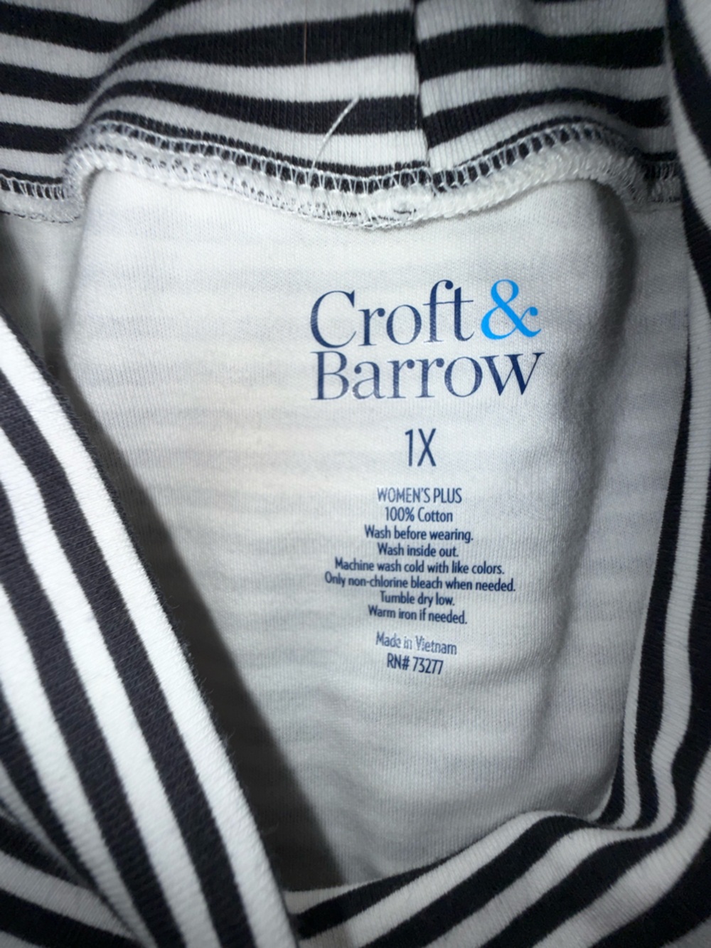 croft & barrow Black and White Striped Mock Neck Top - Picture 3 of 3